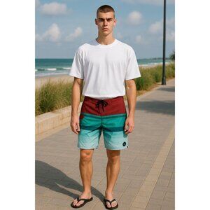 RIP CURL Men Red/Green Boardshorts 33